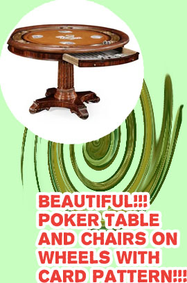 Round poker table with chairs