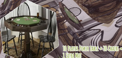 Wooden poker table with chairs